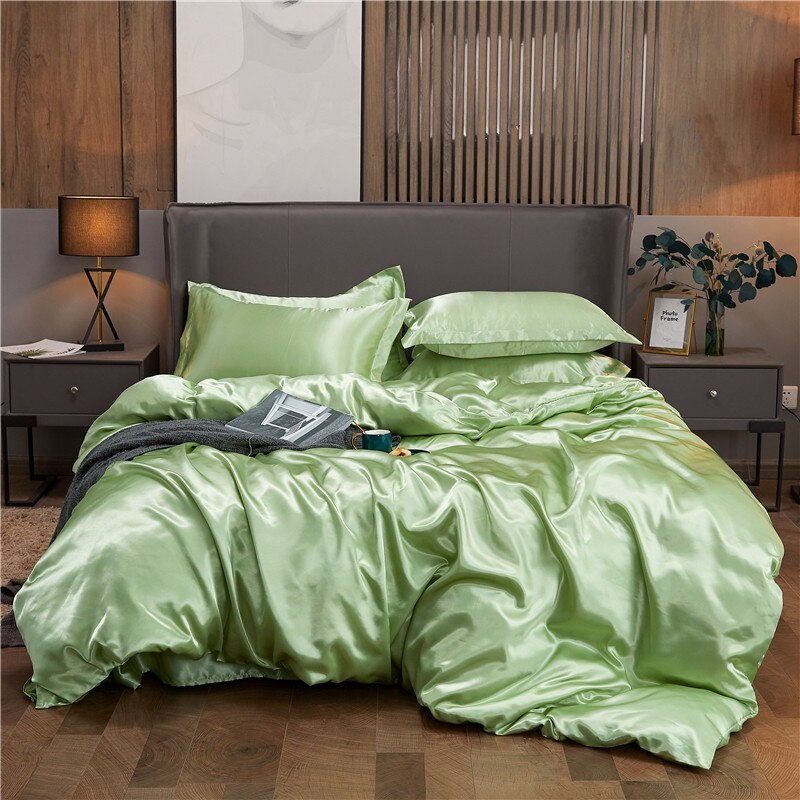 Housse de Couette Unie Polycoton Vert Pistache