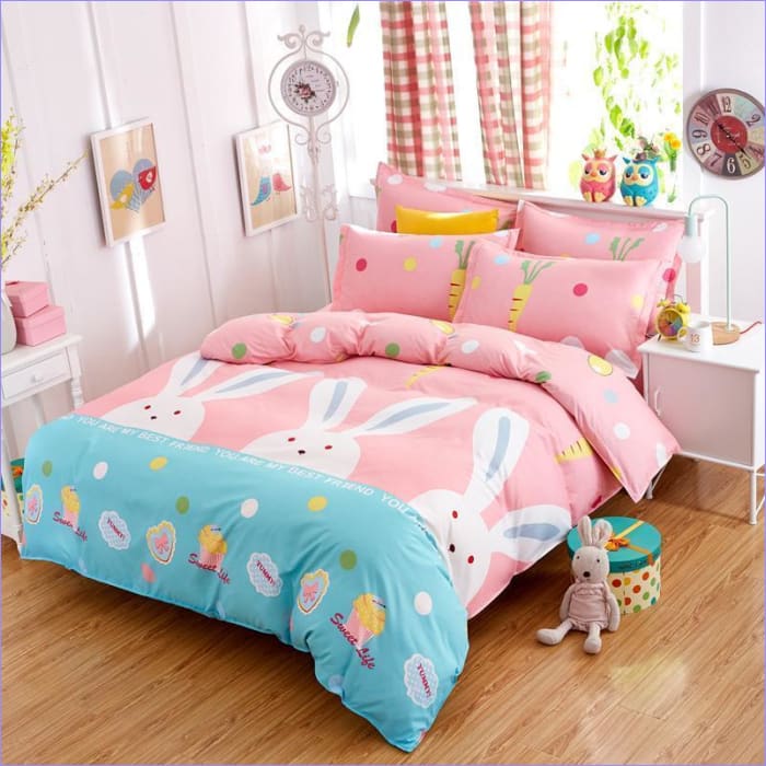 Housse de Couette motif Lapin Rose