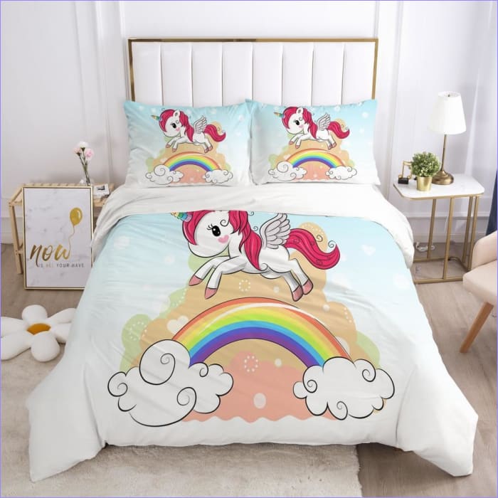 Housse de Couette petite Licorne Arc en Ciel