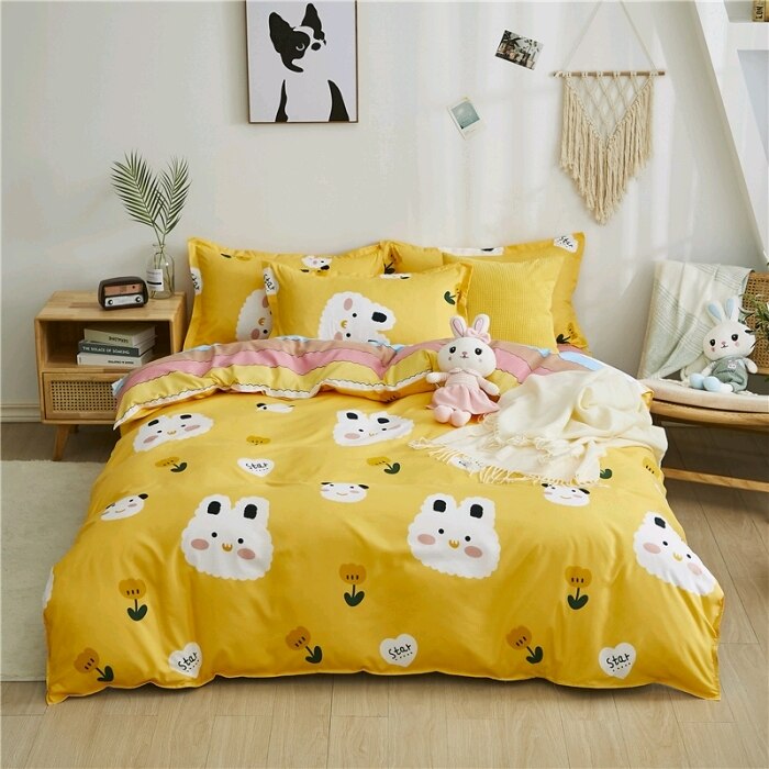 Ensemble de Literie Scandinave Jaune Chat
