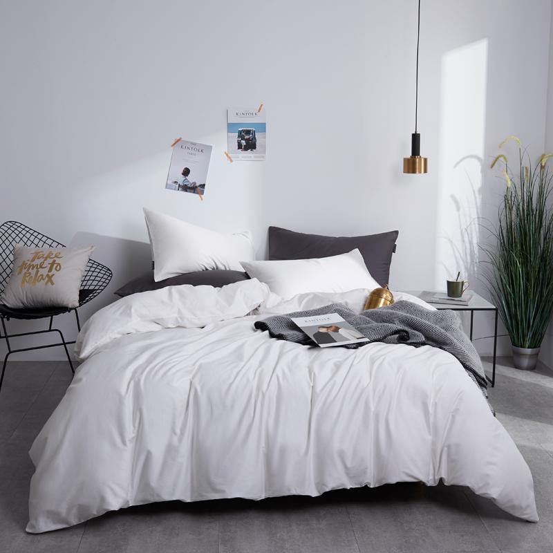 Ensemble de Literie Unie 100% Coton Blanc