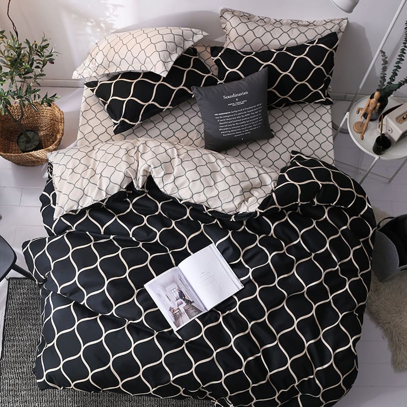 Housse De Couette A Motif Noir Et Blanche