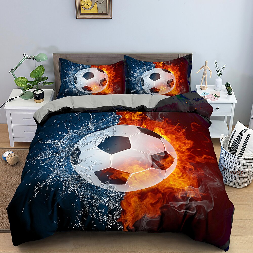 Housse De Couette Ballon Football Eau Et Feu
