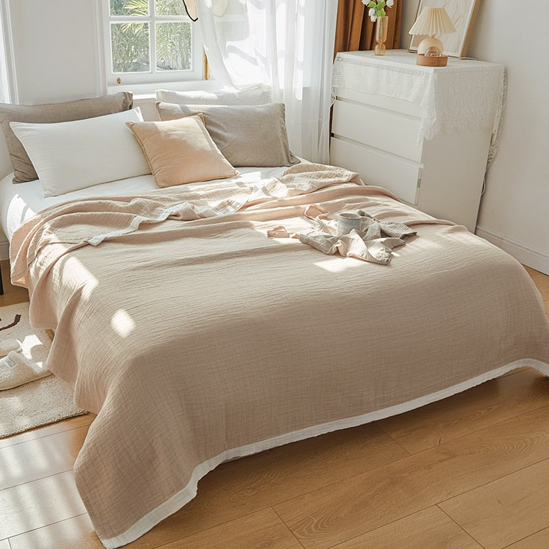 Housse De Couette Beige Gaze De Coton