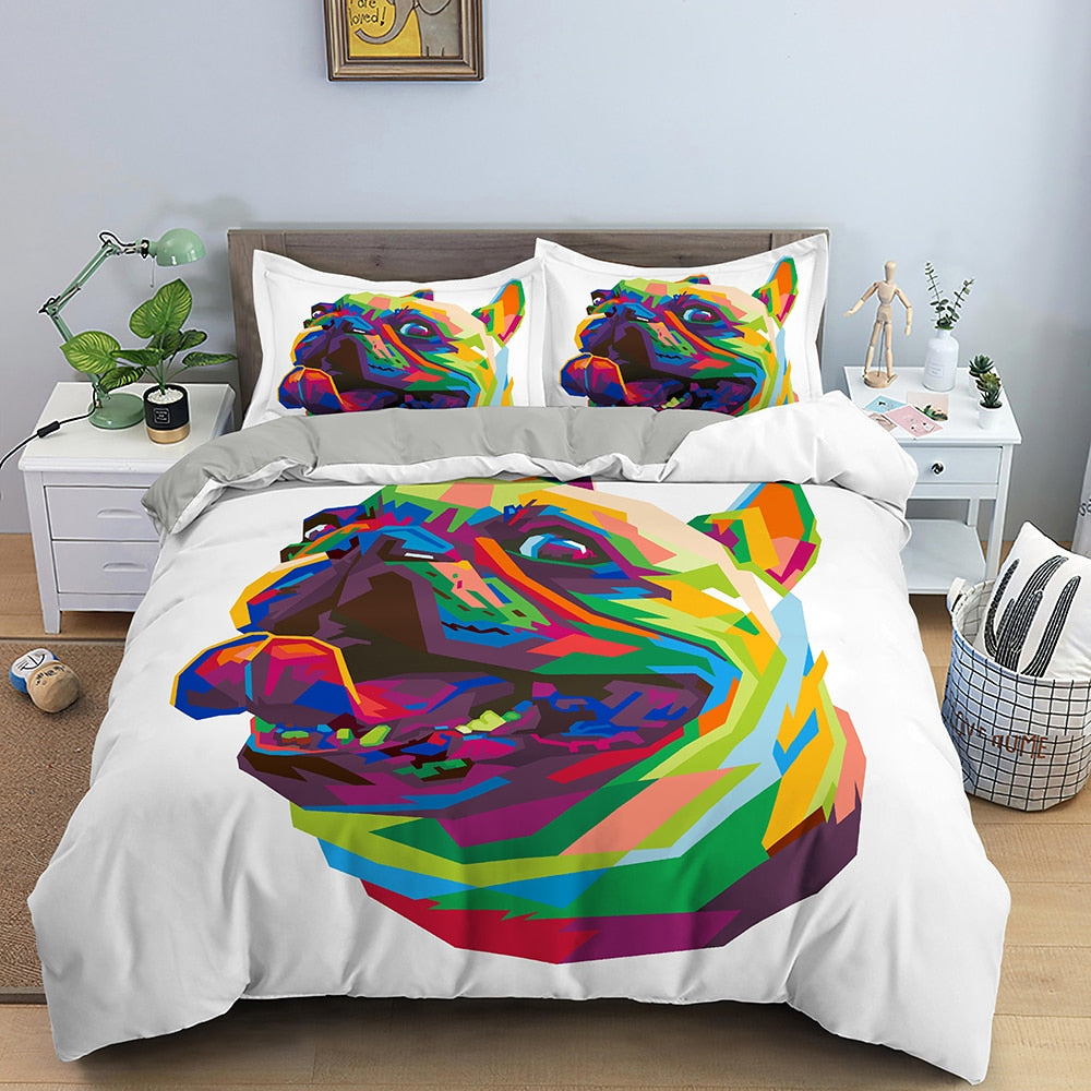 Housse De Couette Blanche Bulldog Multicolore