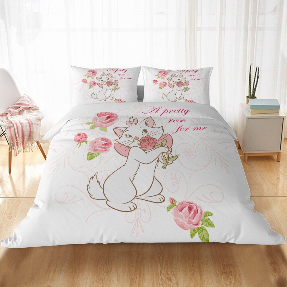 Housse De Couette Blanche Les Aristochats Marie Et Roses