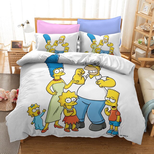 Housse De Couette Blanche Les Simpson Famille