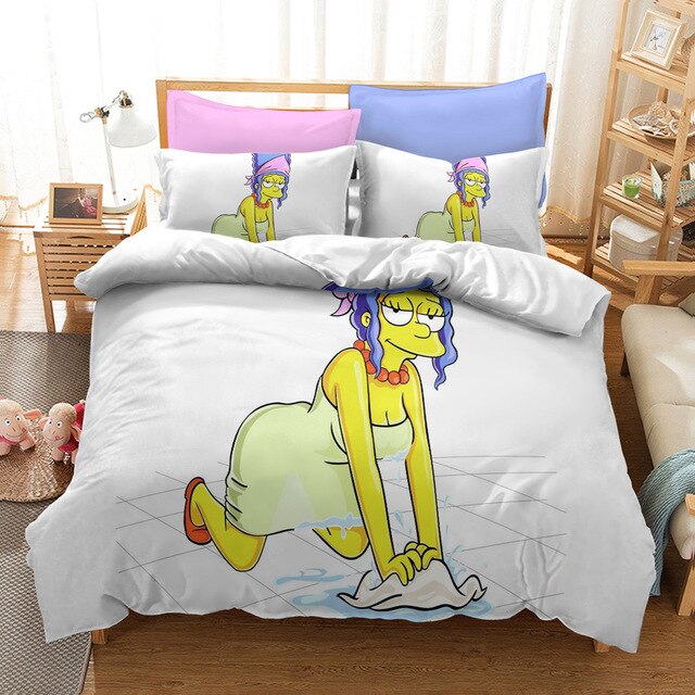 Housse De Couette Blanche Les Simpson Marge