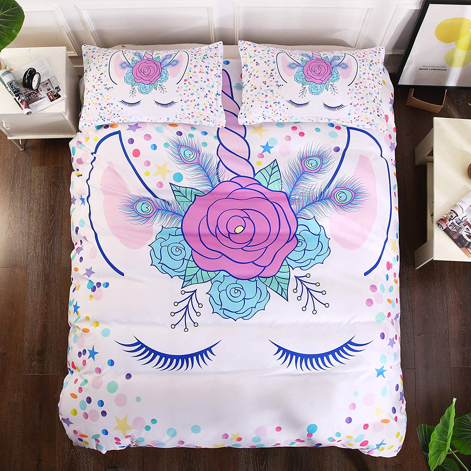 Housse De Couette Blanche Licorne Endormie