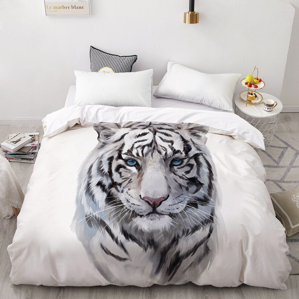 Housse De Couette Blanche Tigre Blanc