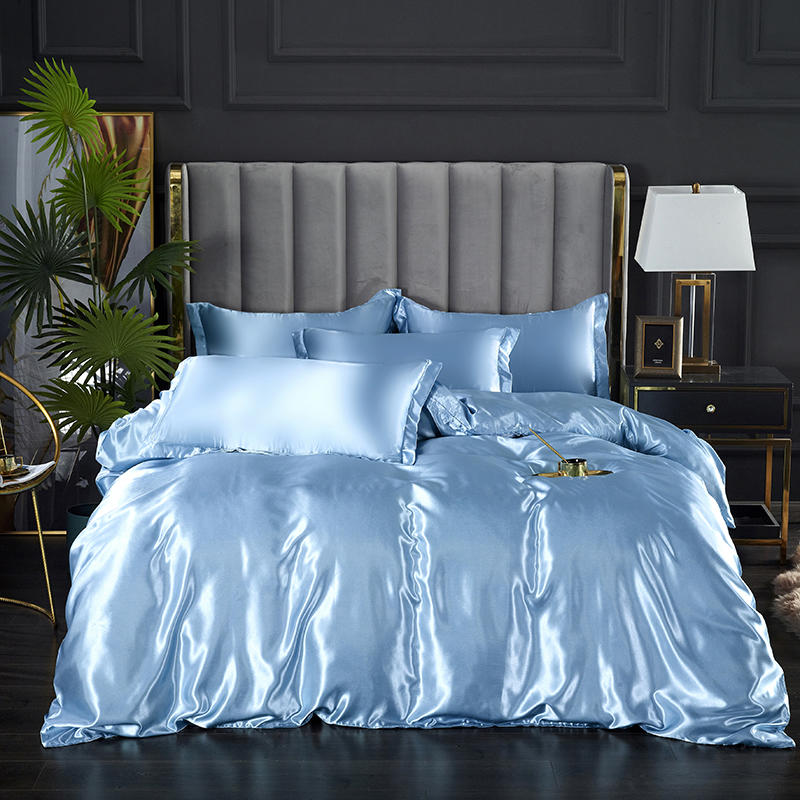 Housse De Couette Bleue Ciel Satin