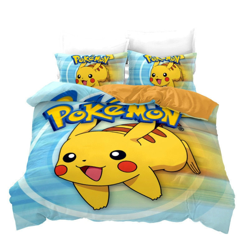 Housse De Couette Bleue Et Jaune Pokémon Pikachu