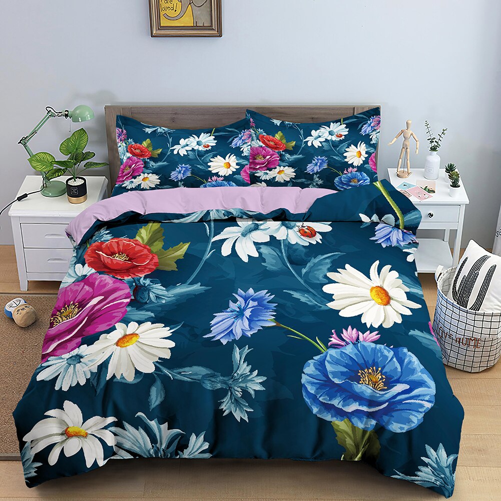 Housse De Couette Bleue Fleurie
