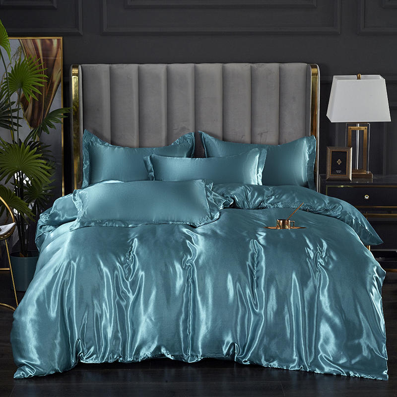 Housse De Couette Bleue Satin