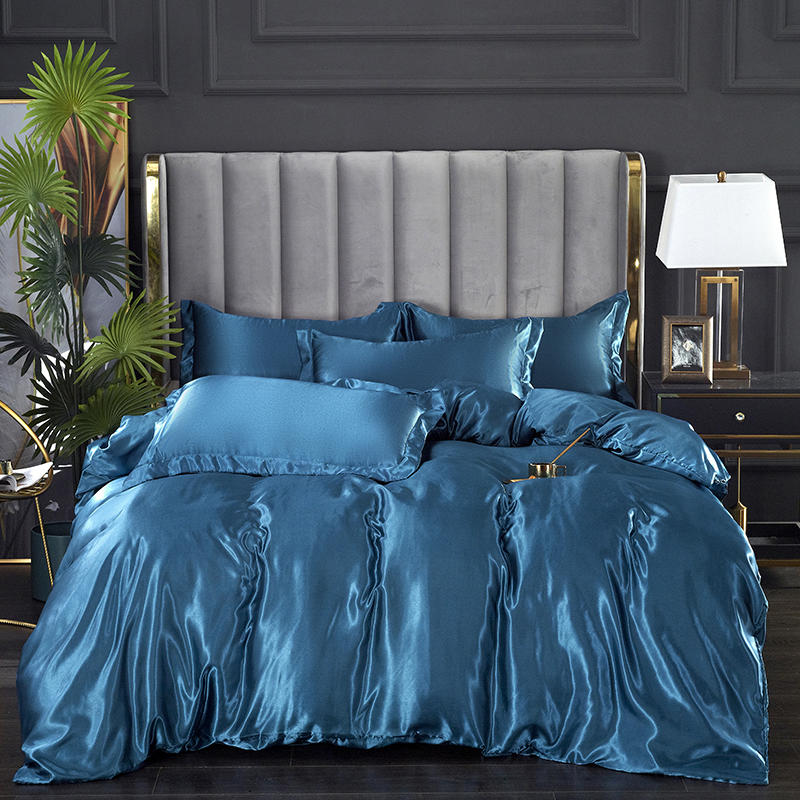 Housse De Couette Bleue Turquoise Satin
