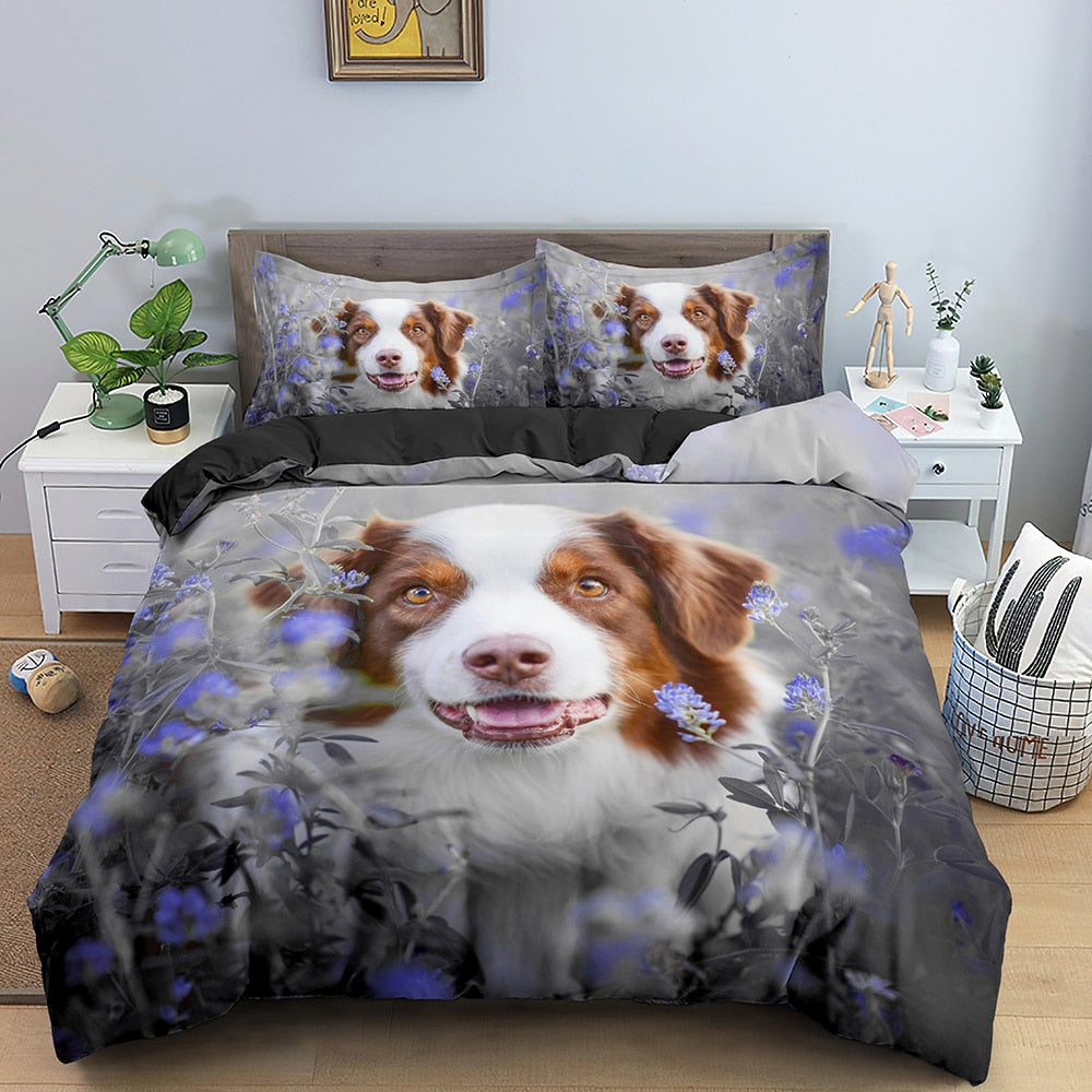 Housse De Couette Border Collie Fleurs