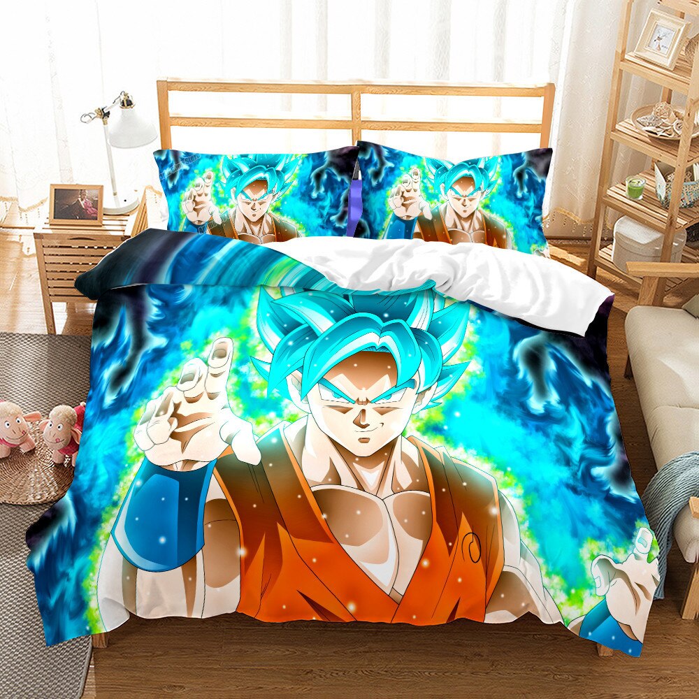 Housse De Couette Dragon Ball Flammes Bleues Vegeto