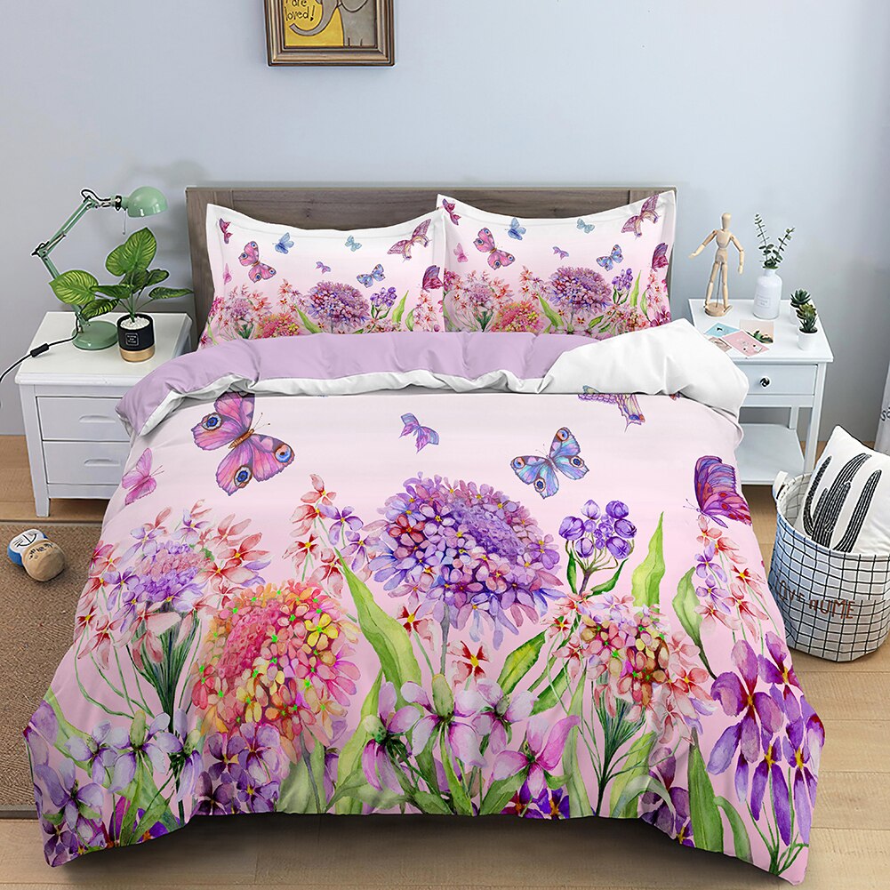 Housse De Couette Fleurs Et Papillons