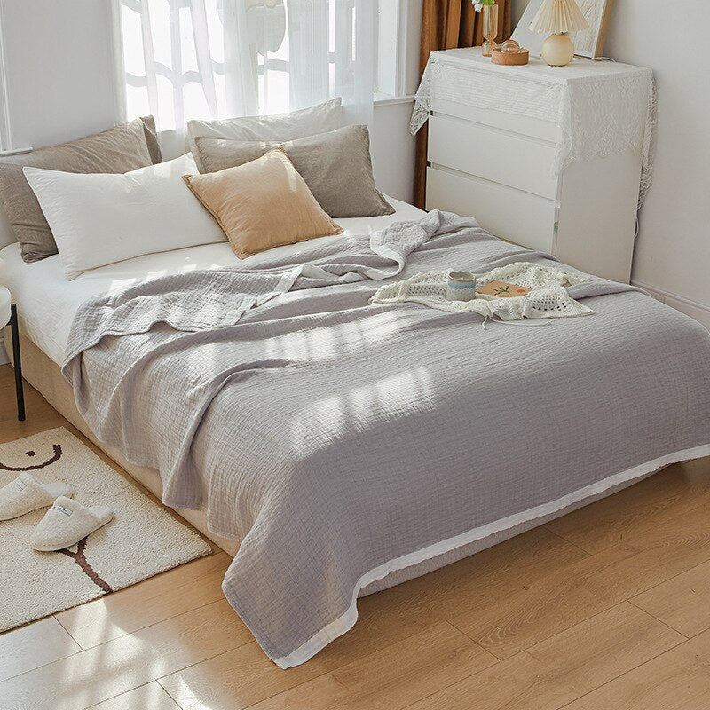 Housse De Couette Gris Clair Gaze De Coton