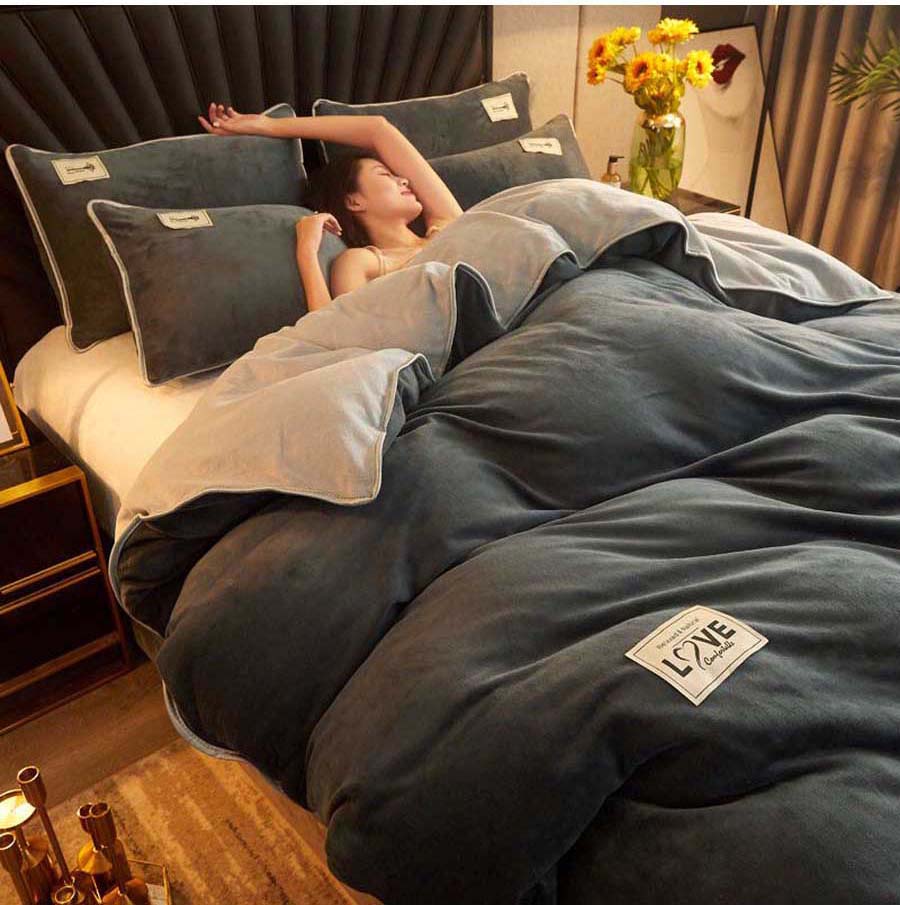 Housse De Couette Gris Foncé Velours