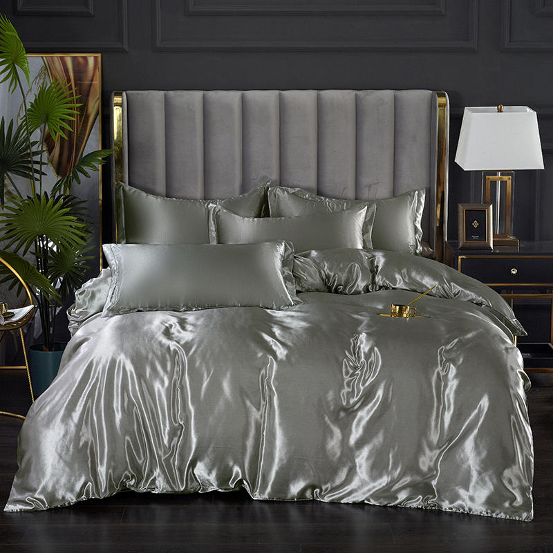 Housse De Couette Grise Satin