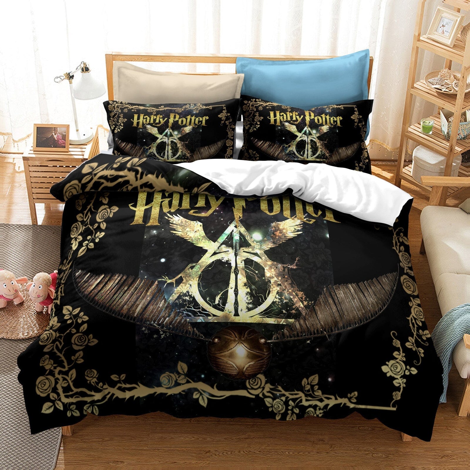 Housse De Couette Harry Potter Noire Et Or