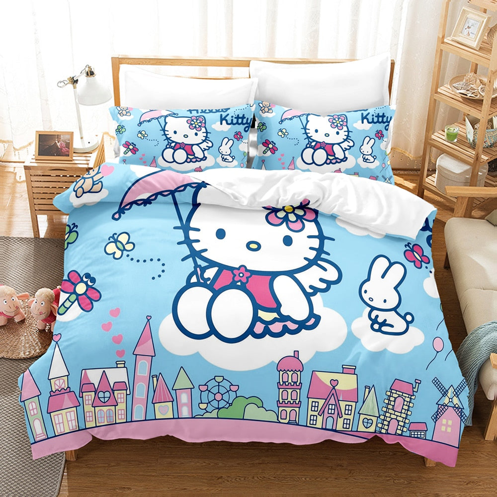 Housse De Couette Hello Kitty Bleue
