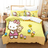 Housse De Couette Hello Kitty Jaune Fleurs