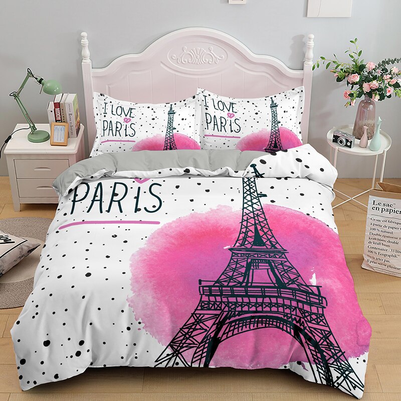 Housse De Couette I Love Paris Tour Eiffel Rose