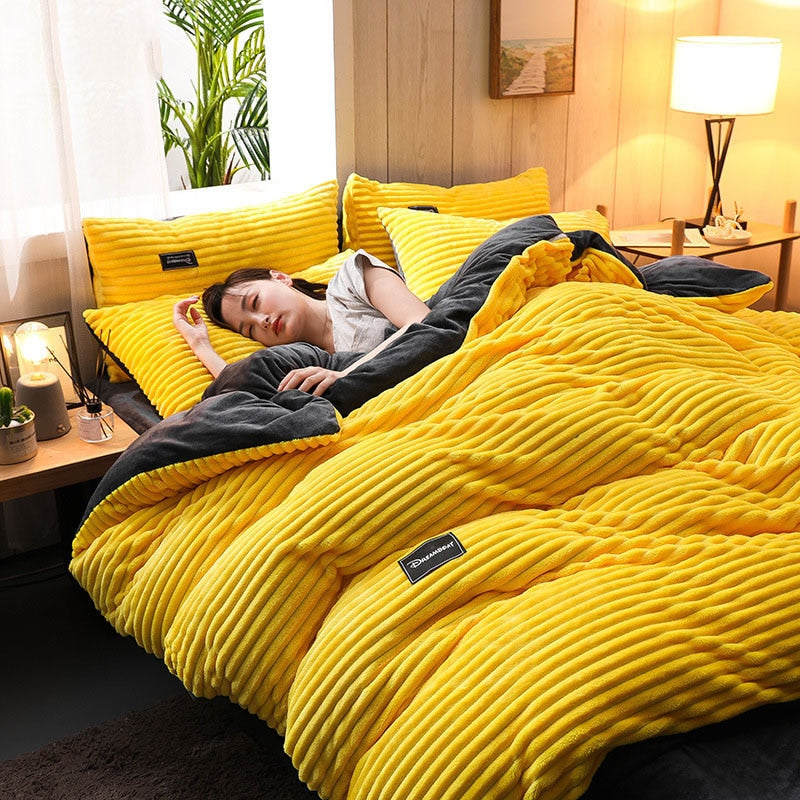 Housse De Couette Jaune Ultra Douce En Polycoton