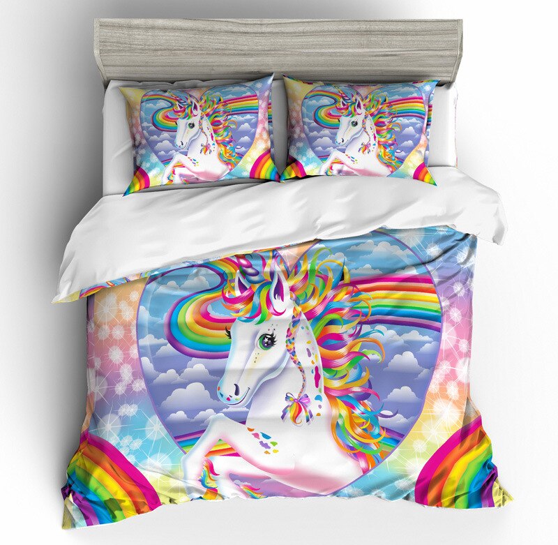 Housse De Couette Licorne Arc En Ciel