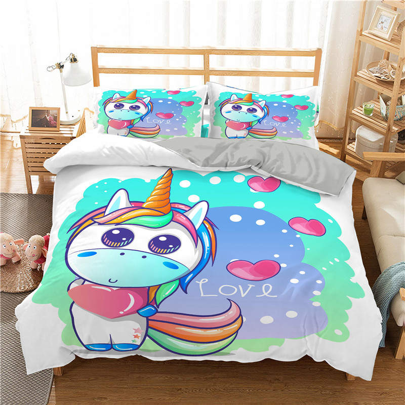 Housse De Couette Licorne Petit Cœur