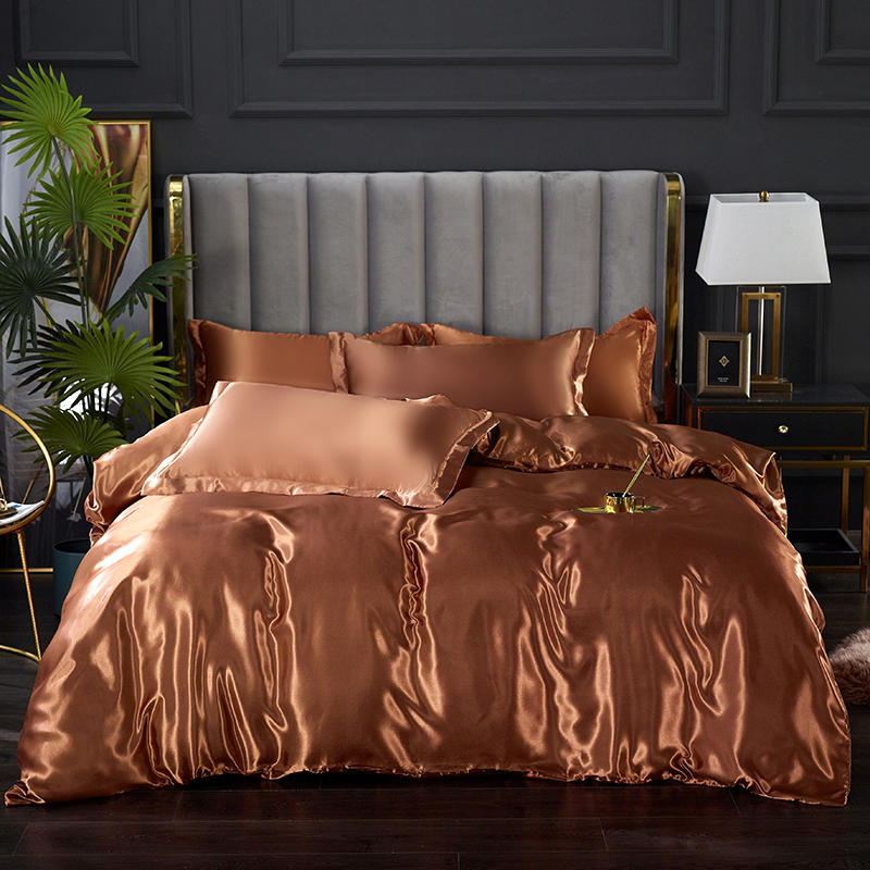 Housse De Couette Marron Brillant Satin