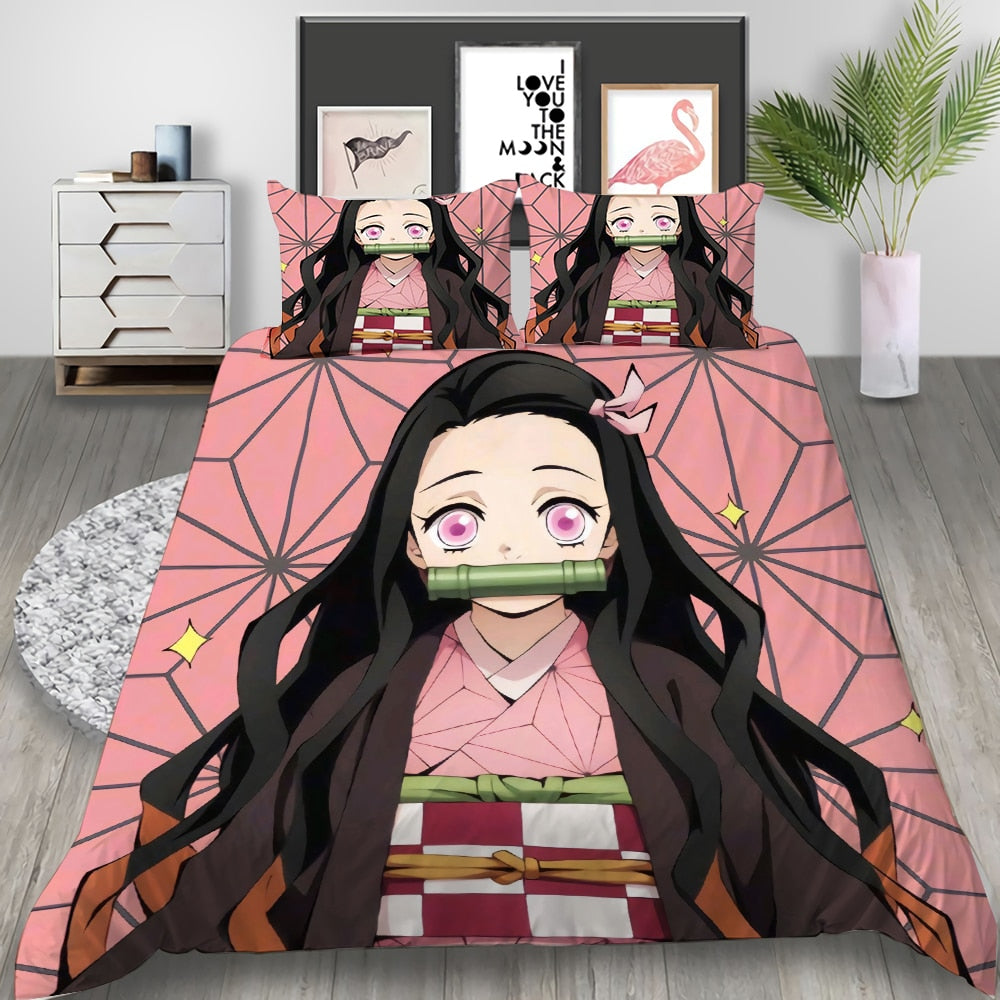 Housse De Couette Nezuko Demon Slayer Rose