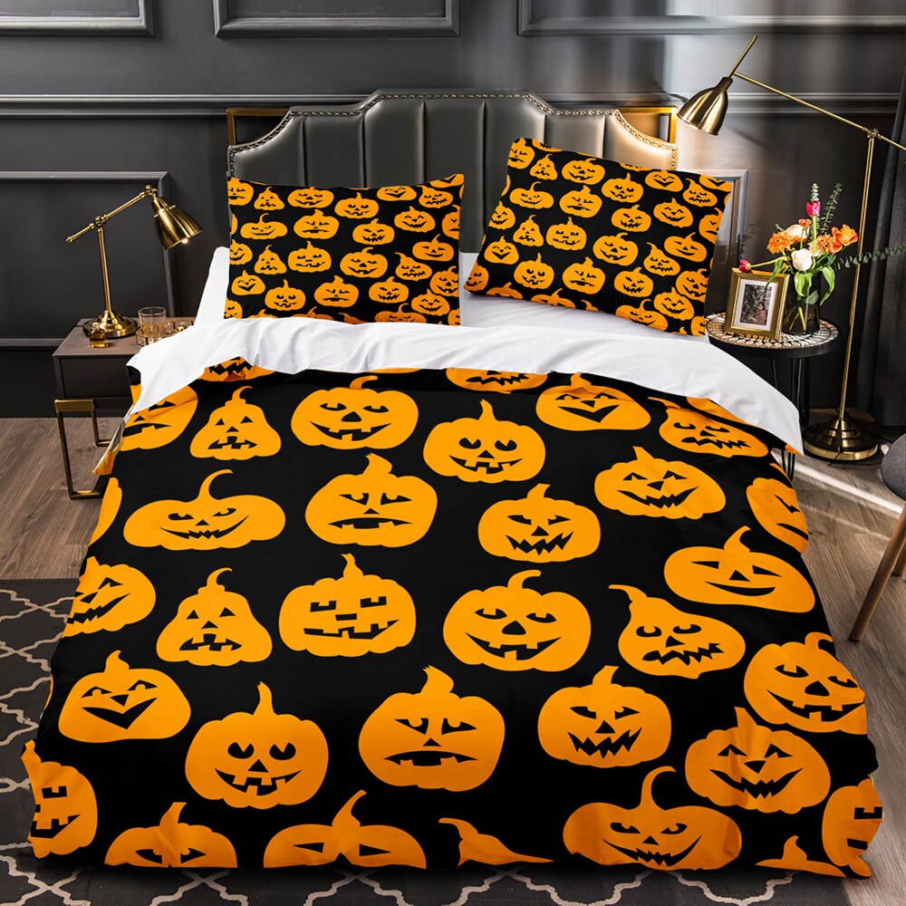 Housse De Couette Noir Citrouille d'Halloween