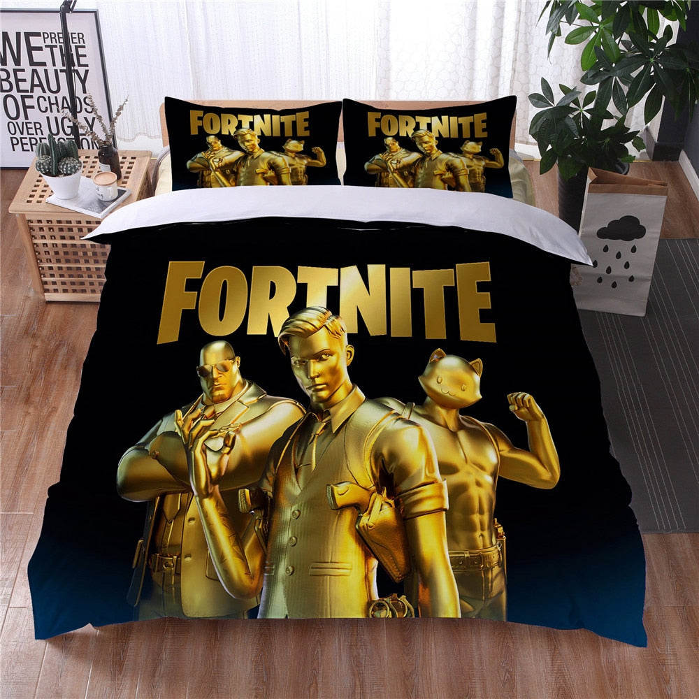 Housse De Couette Noir Et Doré Fortnite