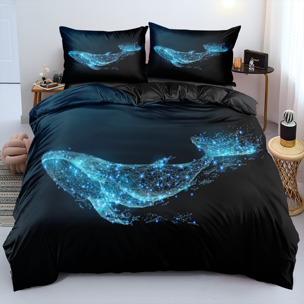 Housse De Couette Noire Baleine Lumineuse