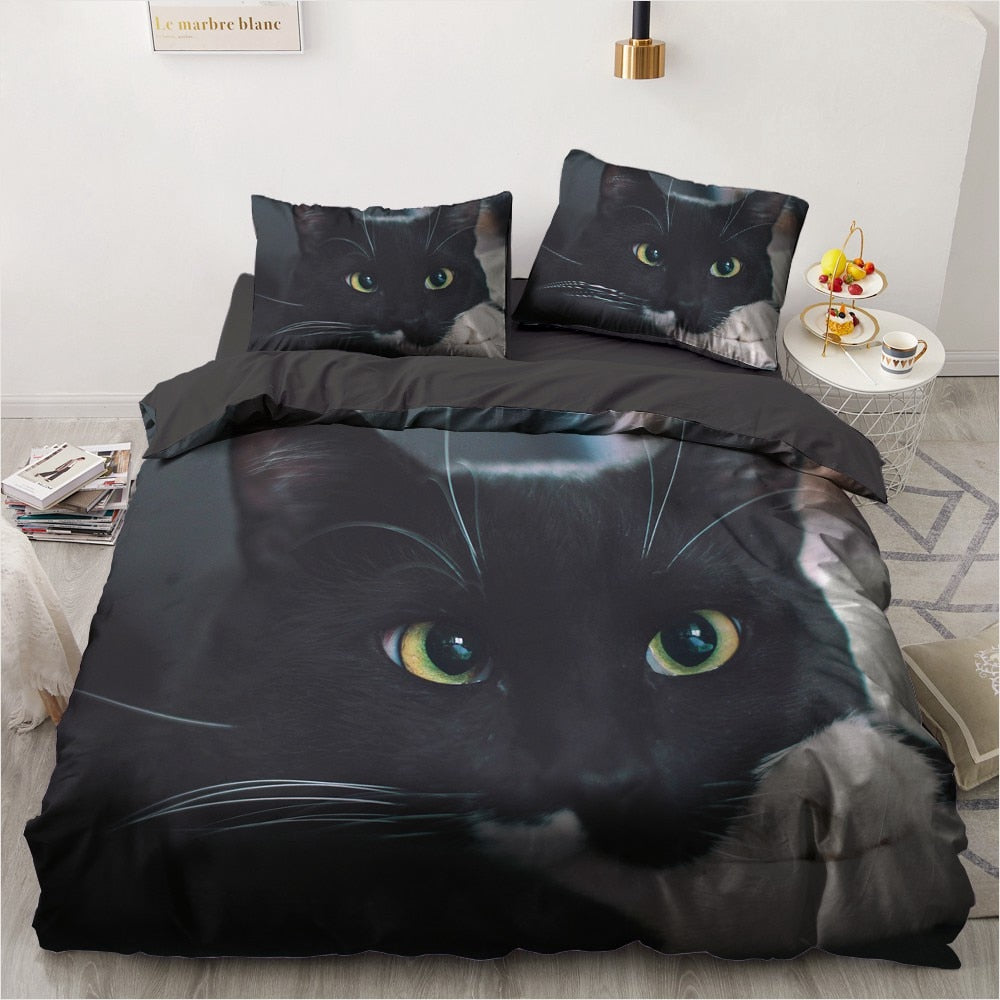 Housse De Couette Noire Chat Noir Mignon