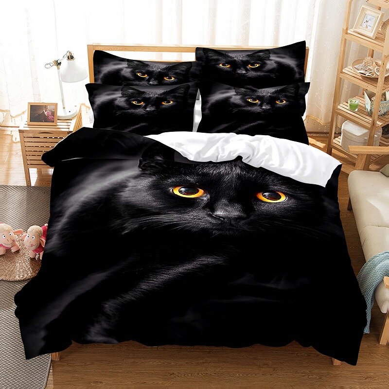 Housse De Couette Noire Chat Noir