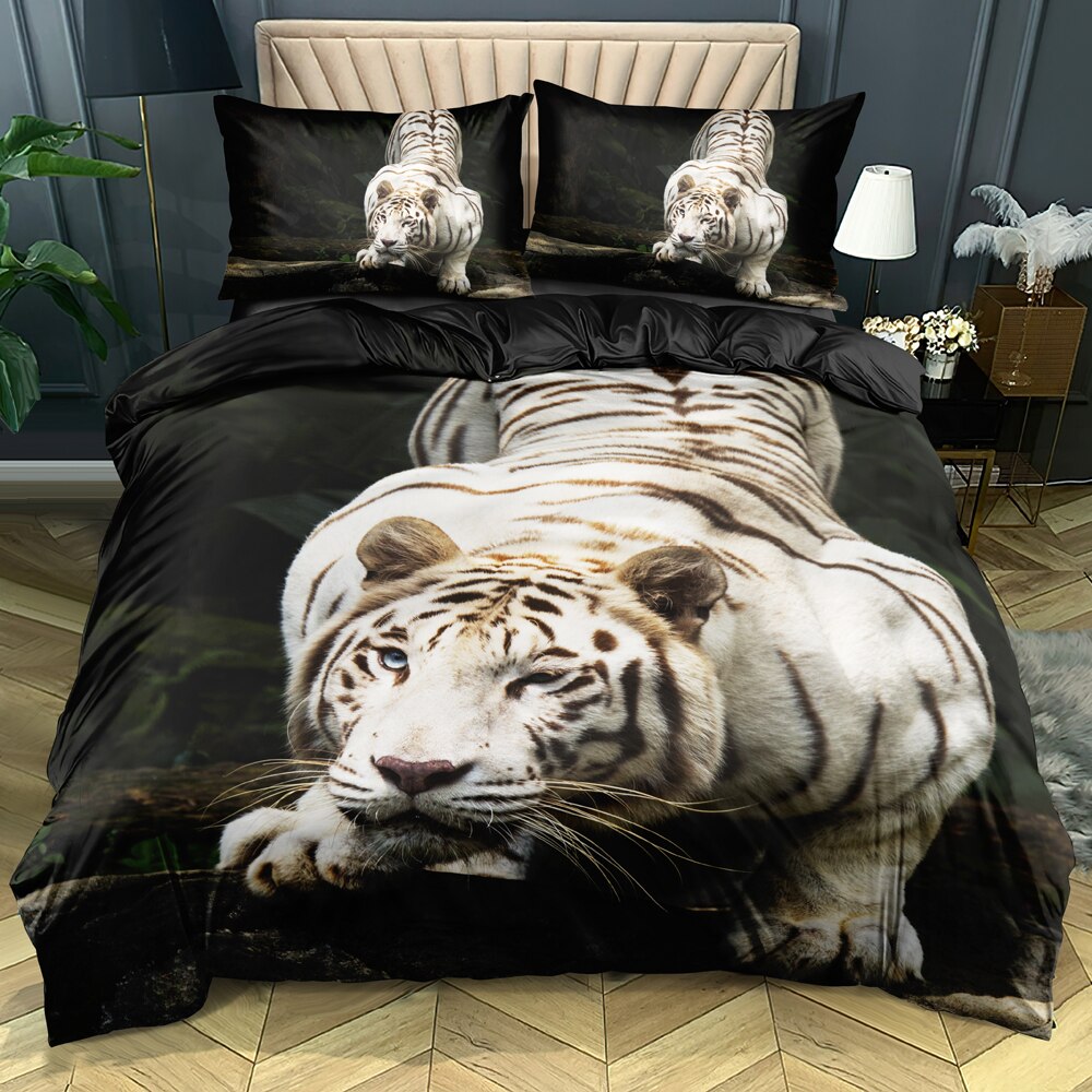 Housse De Couette Noire Tigre Blanc