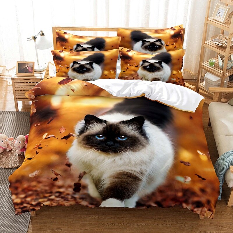 Housse De Couette Orange Chat Balinais