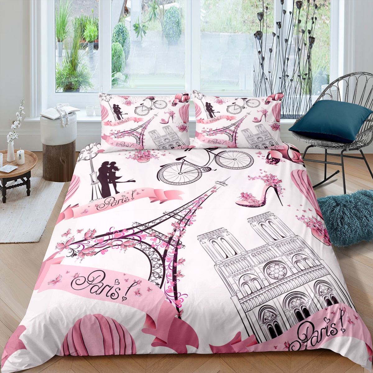 Housse De Couette Paris Romantique Rose