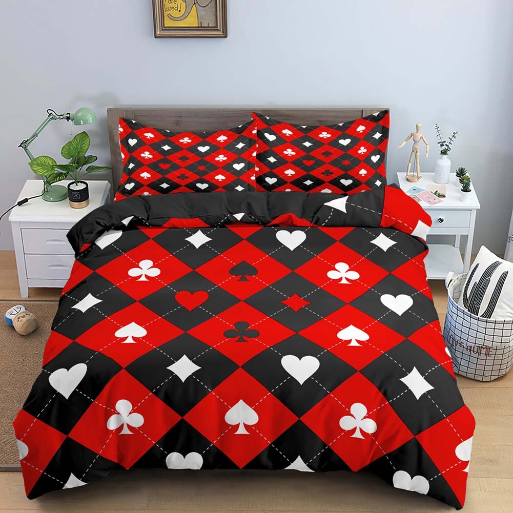 Housse De Couette Poker Rouge Et Noir