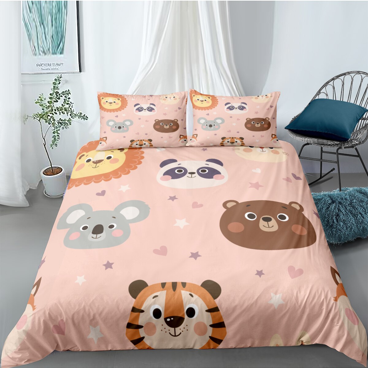 Housse De Couette Rose Animaux Mignons