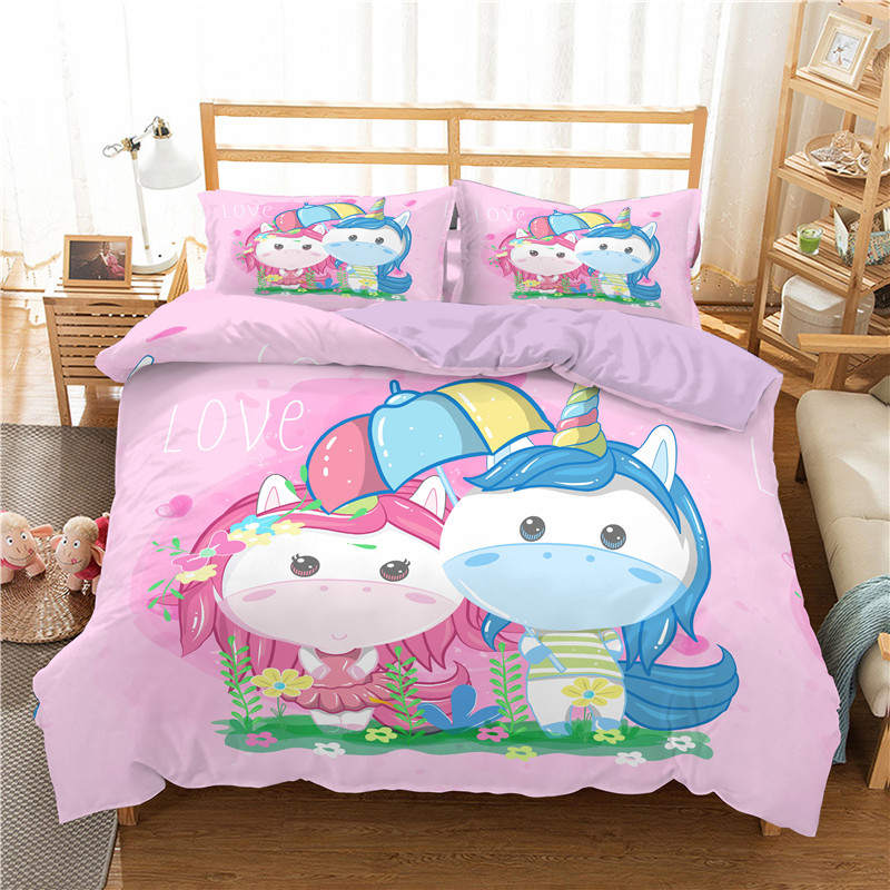 Housse De Couette Rose Bébé Licorne