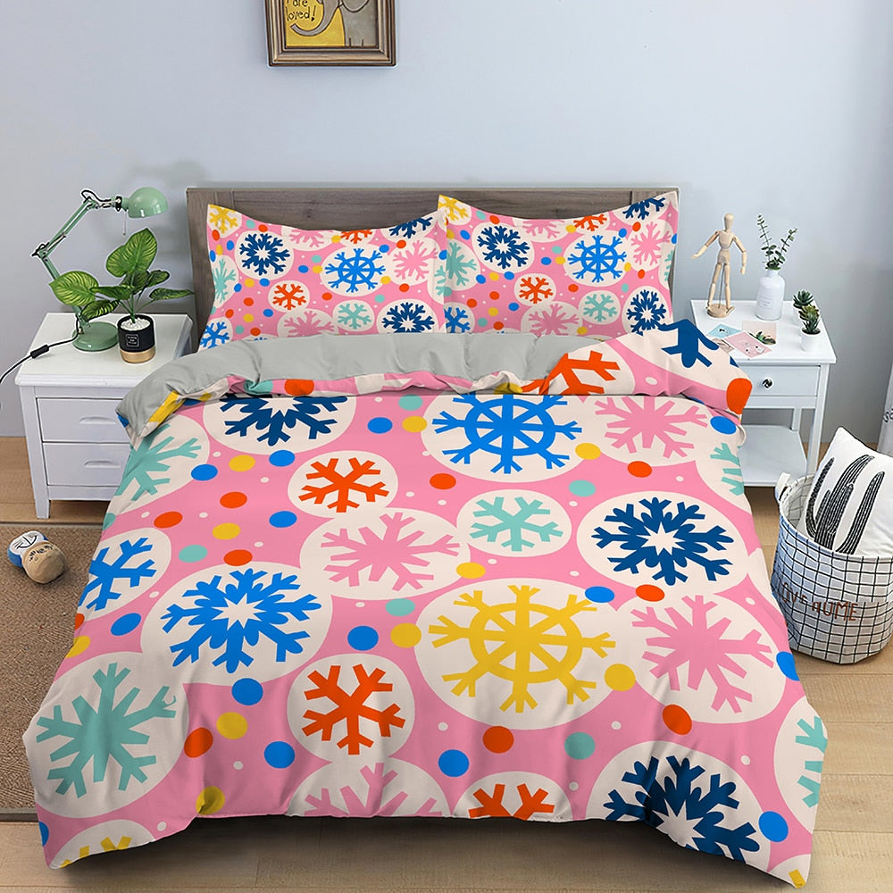 Housse De Couette Rose Flocon De Neige
