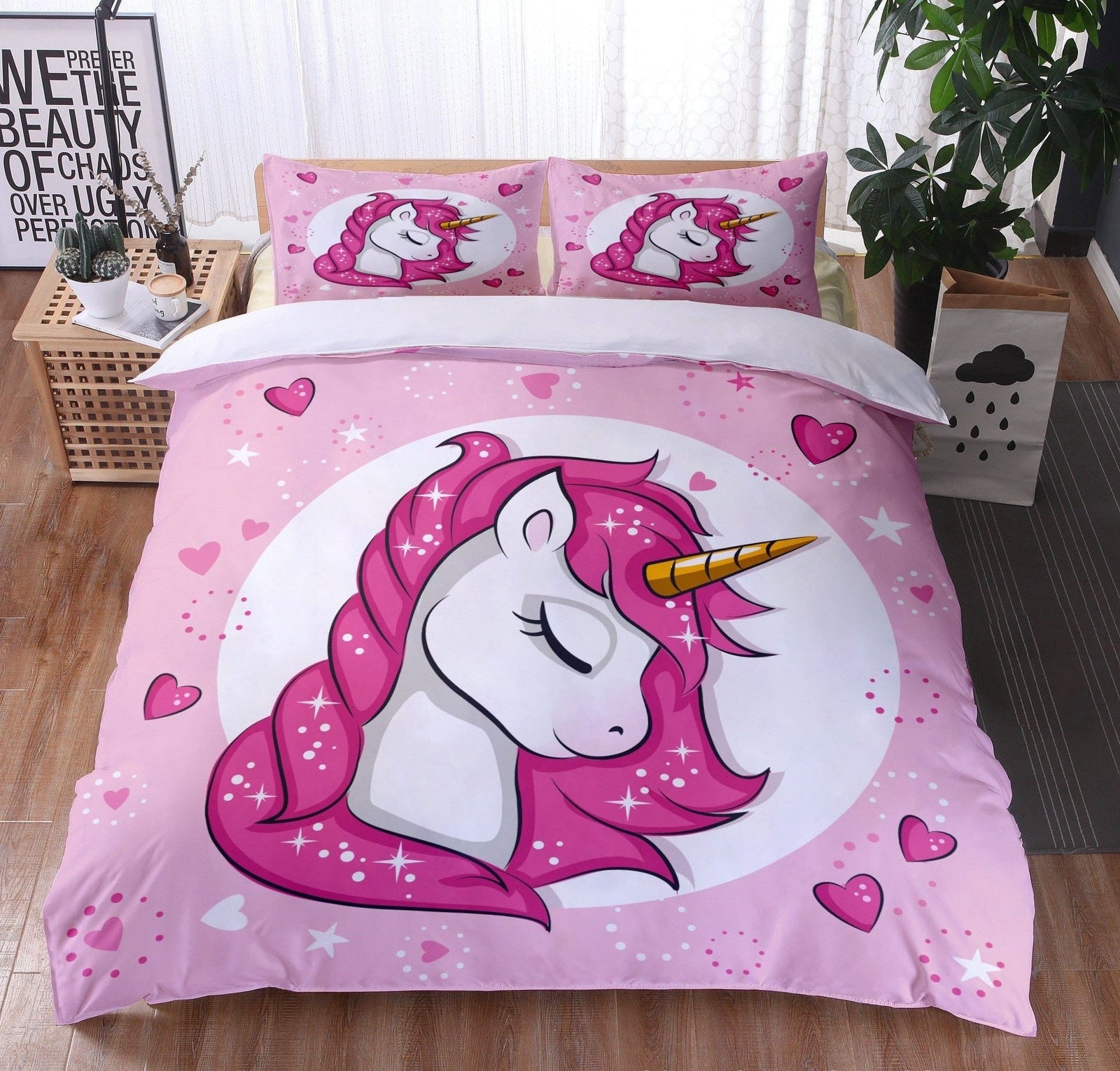 Housse De Couette Rose Magnifique Licorne