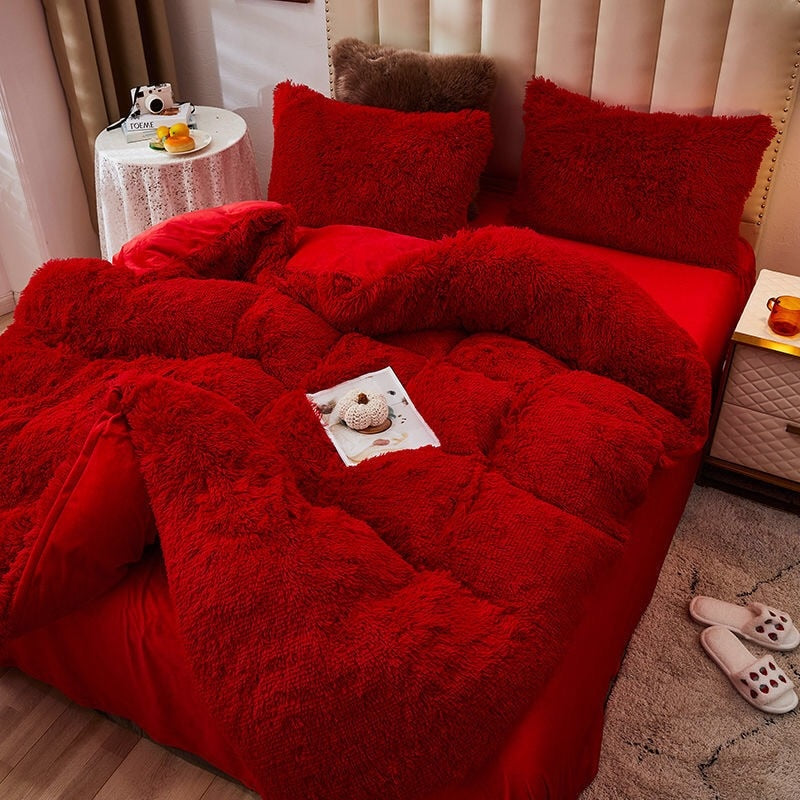 Housse De Couette Rouge En Peluche