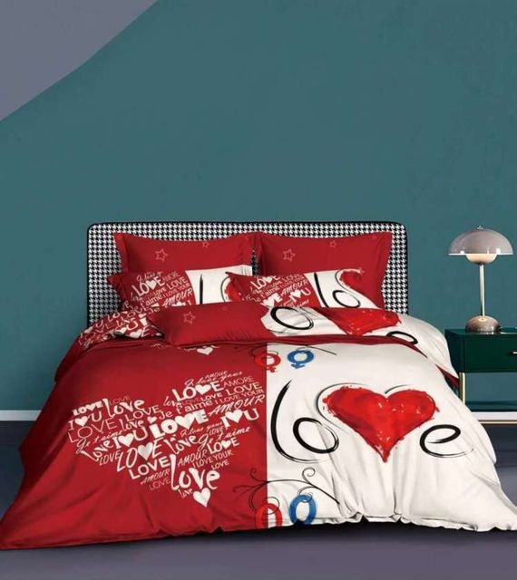 Housse De Couette Saint Valentin Rouge Et Blanche