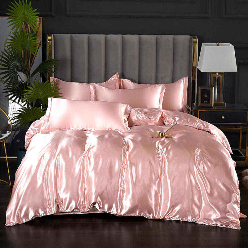 Housse De Couette Satin Rose Claire